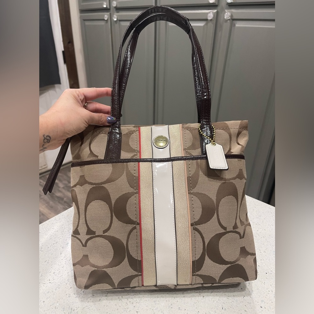 Coach Signature Striped Tote